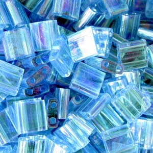 Miyuki Tila Perlen 5mm transparent irisierend Aqua TL0260 7,2gr